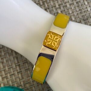 Rustic Cuff Vibrant Yellow and Silver Bangle